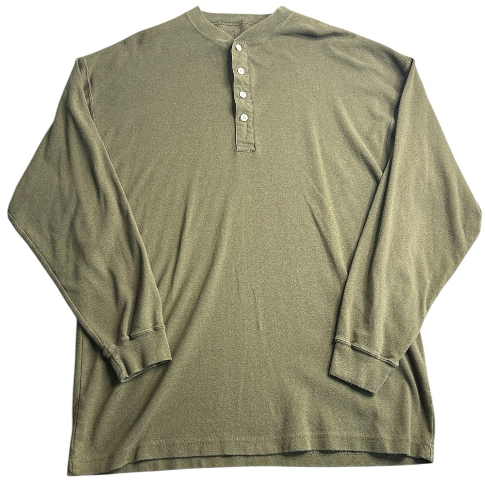 Khaki’s Men’s Long Sleeve‎ Henley Shirt Olive Green Size XL Casual Cotton